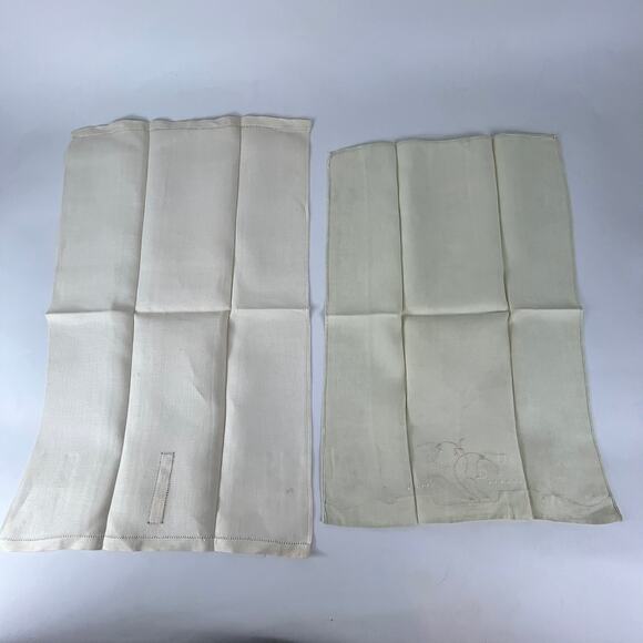 Set Vintage Tea Towel Embroidered Lace Applique Flowers Large Table Doily Linens - Picture 3 of 9